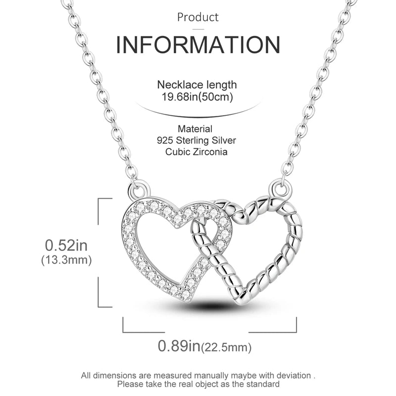 925 Sterling Silver Necklace Zircon Heart Butterfly Simple Necklaces For Women Jewellery Gift Female