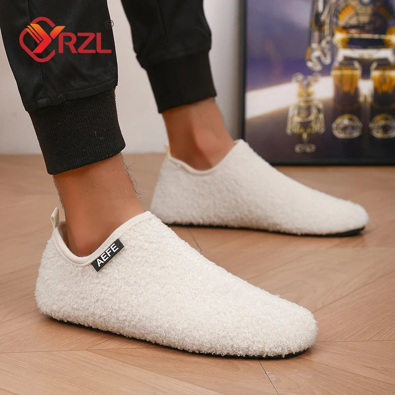 Winter Cotton Shoes Men Warm Slip on Lightweight Winter Slippers Men Plush Bedroom Home Cotton Loafers Men Warm Shoes