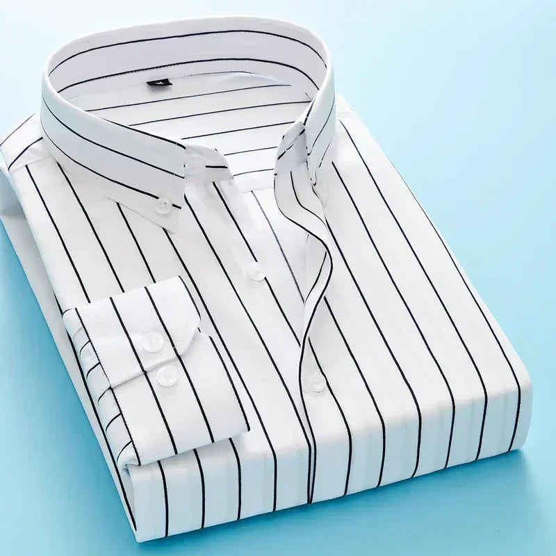 Luxury Elegant Men's Shirts Striped Shirt Long Sleeve Shirt Man Korean Popular Clothes Clothing Mens Male FASHION Plain