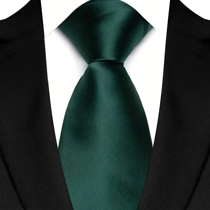 Luxury 8CM Mens Necktie Green Color Stripes Floral Solid Ties For Man Groom Jacquard Woven Neck Tie For Business Wedding Party