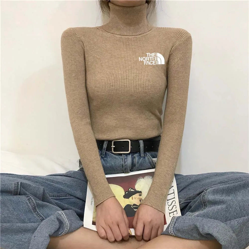 Warm Thick Autumn Winter Women Sweater Pullover Basic Ribbed Sweaters Cotton Tops Knitted Solid Turtleneck