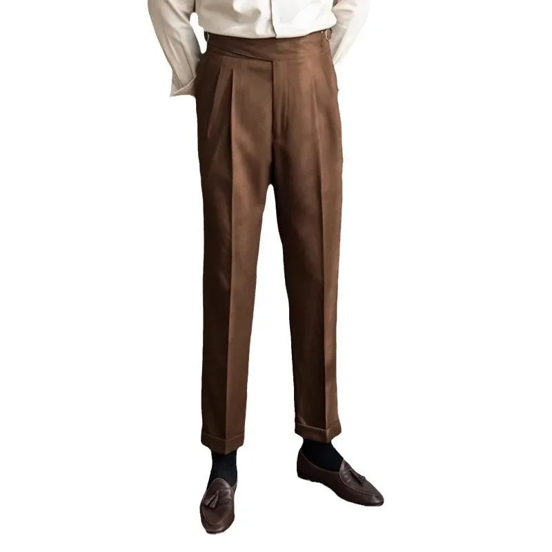 New Italian Style High-waisted Straight-leg Long Pants Casual Versatile Trousers For British Men