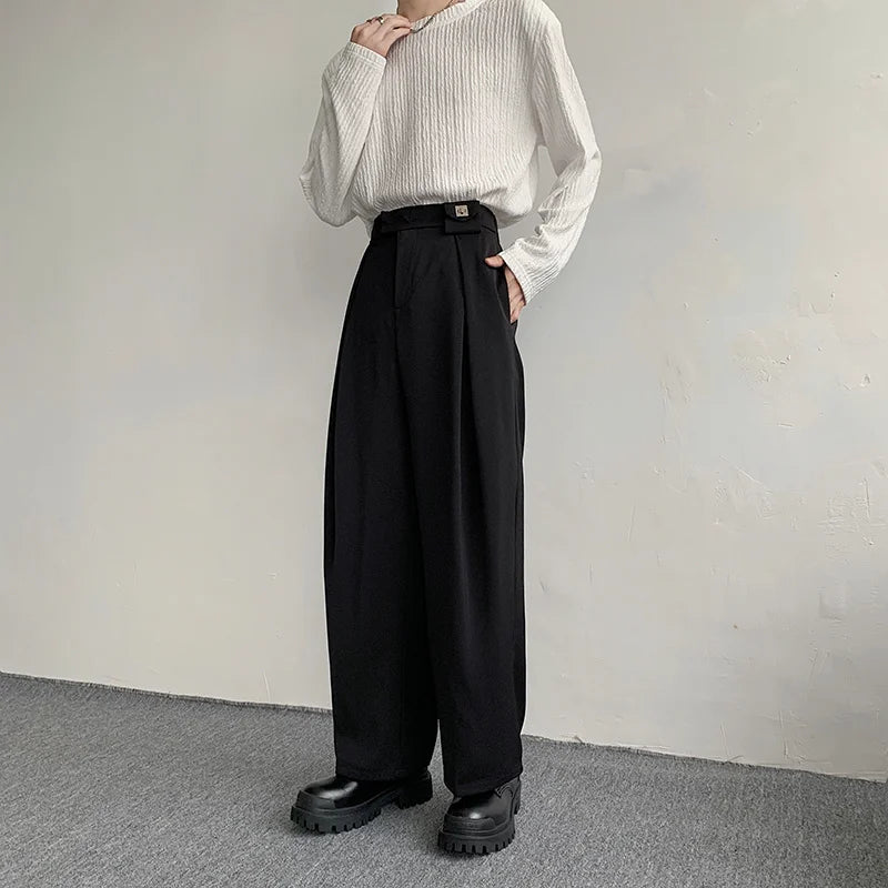 Black Suit Pants Men Fashion Social Mens Dress Pants Korean Loose Oversized Wide Leg Pants Mens Formal Trousers