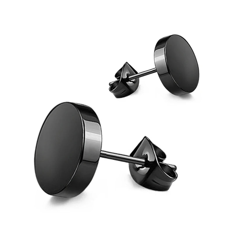 Small Black Punk Stud Earrings For Women Men Boy New Fashion Zircon Geometry Stainless Steel Jewellery Accessories Earrings