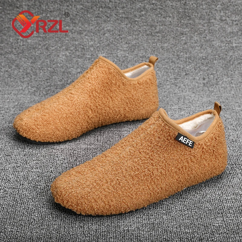 Winter Cotton Shoes Men Warm Slip on Lightweight Winter Slippers Men Plush Bedroom Home Cotton Loafers Men Warm Shoes