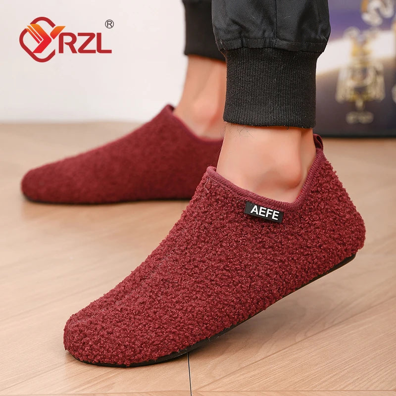 Winter Cotton Shoes Men Warm Slip on Lightweight Winter Slippers Men Plush Bedroom Home Cotton Loafers Men Warm Shoes