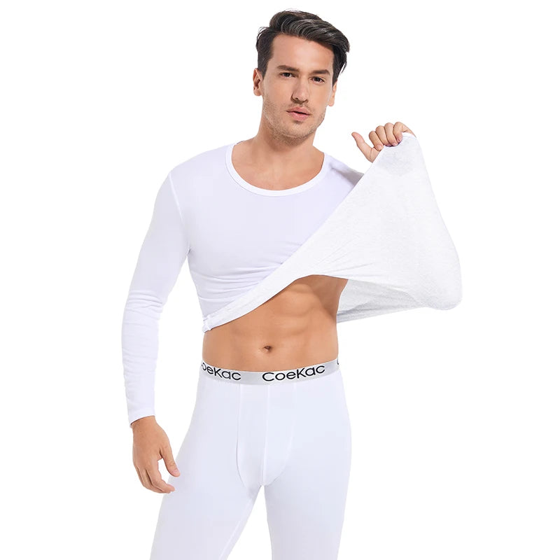 Thermal Innerwear for Men Long Johns With Fleece Lined Set Cold Weather Winter Top Bottom