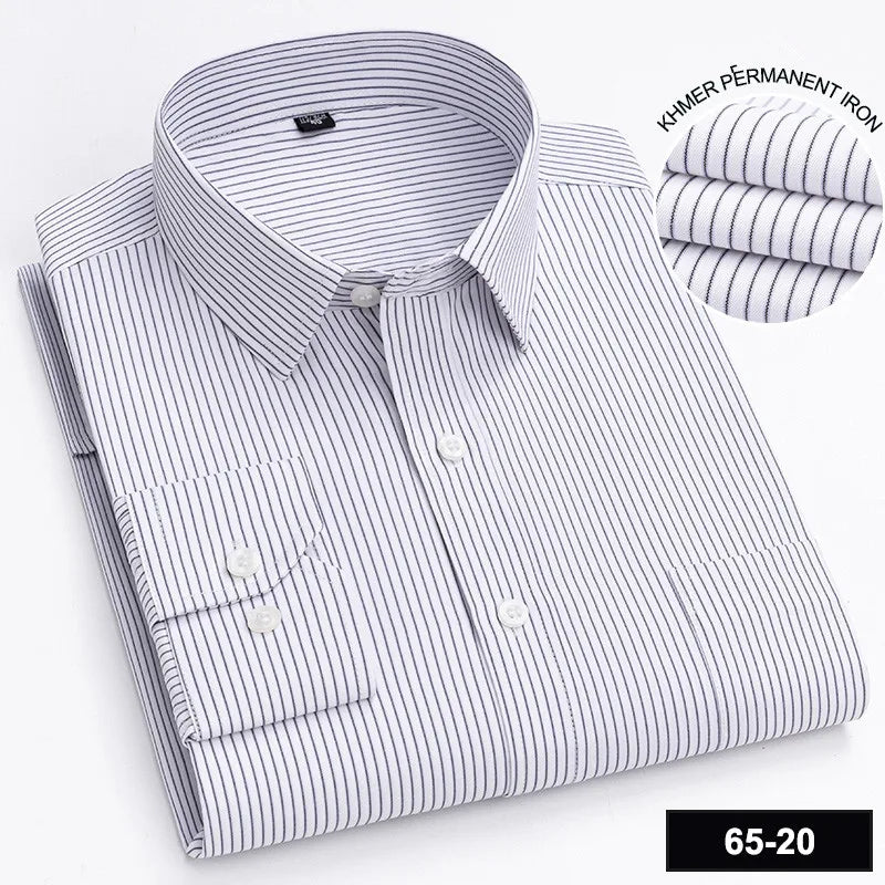 Men's Long Sleeve Shirt High-quality Fashion Casual Print Plaid Stripe Single Pocket Fit Business Formal Office