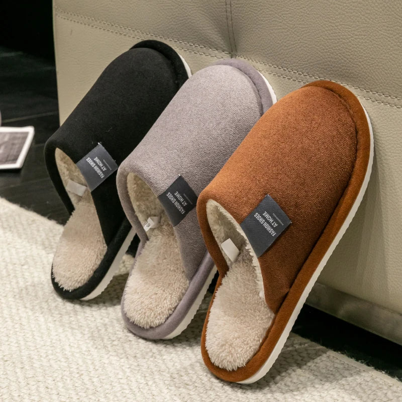 Winter Warm Slippers Men House Non Slip Soft Shoes Comfortable Flat Heel Home Indoor Bedroom Plush Slippers Bedroom Female shoes