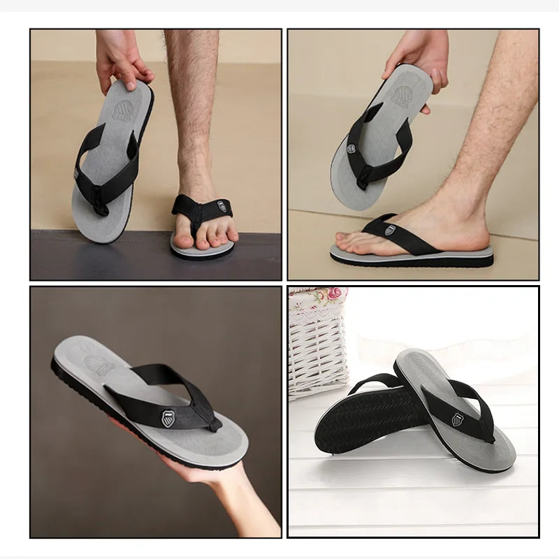 Casual Flip Flops For Men Slippers Beach Sandals Summer Non-Slip Flat Slides Men Slippers Indoor House Shoes Man Male Slipper