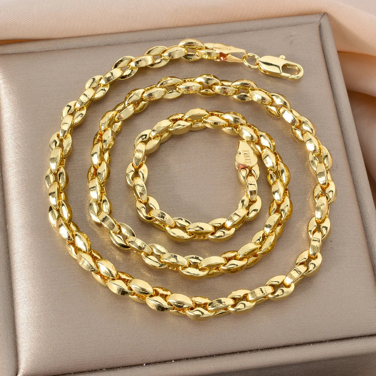 Hip hop Punk Curb Cuban Link Chain Necklace for Women Men Statement Italian 18K Gold Color Choker Trendy Daily or Wedding Party Gift