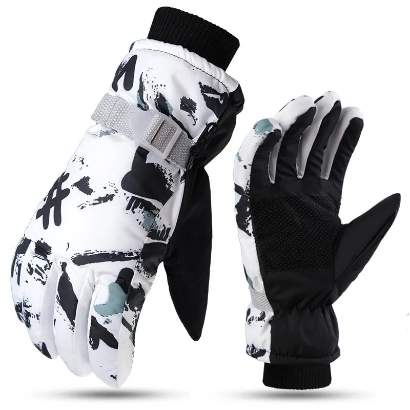 Winter Ski Gloves for Unisex Waterproof Fleece Thermal Warm Heating Gloves for Outdoor Motorcycle Snowboard Cycling Fishing