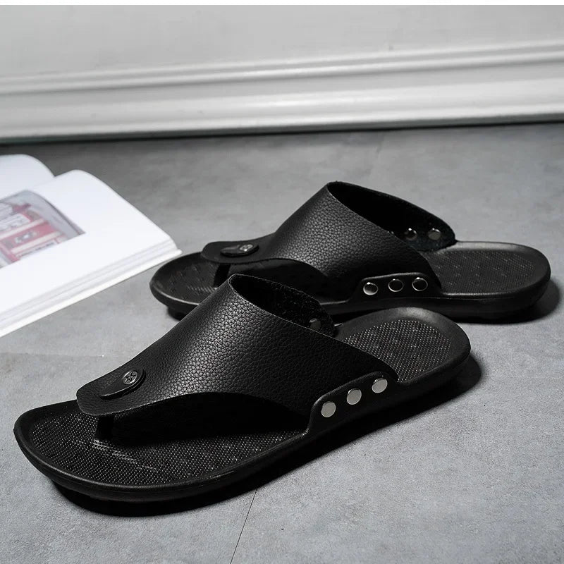 Slippers Men Flip-Flops for Men Beach Slippers Brown Sandals Comfortable Shoes Non-Slip Bathroom Shoes Men Shoes