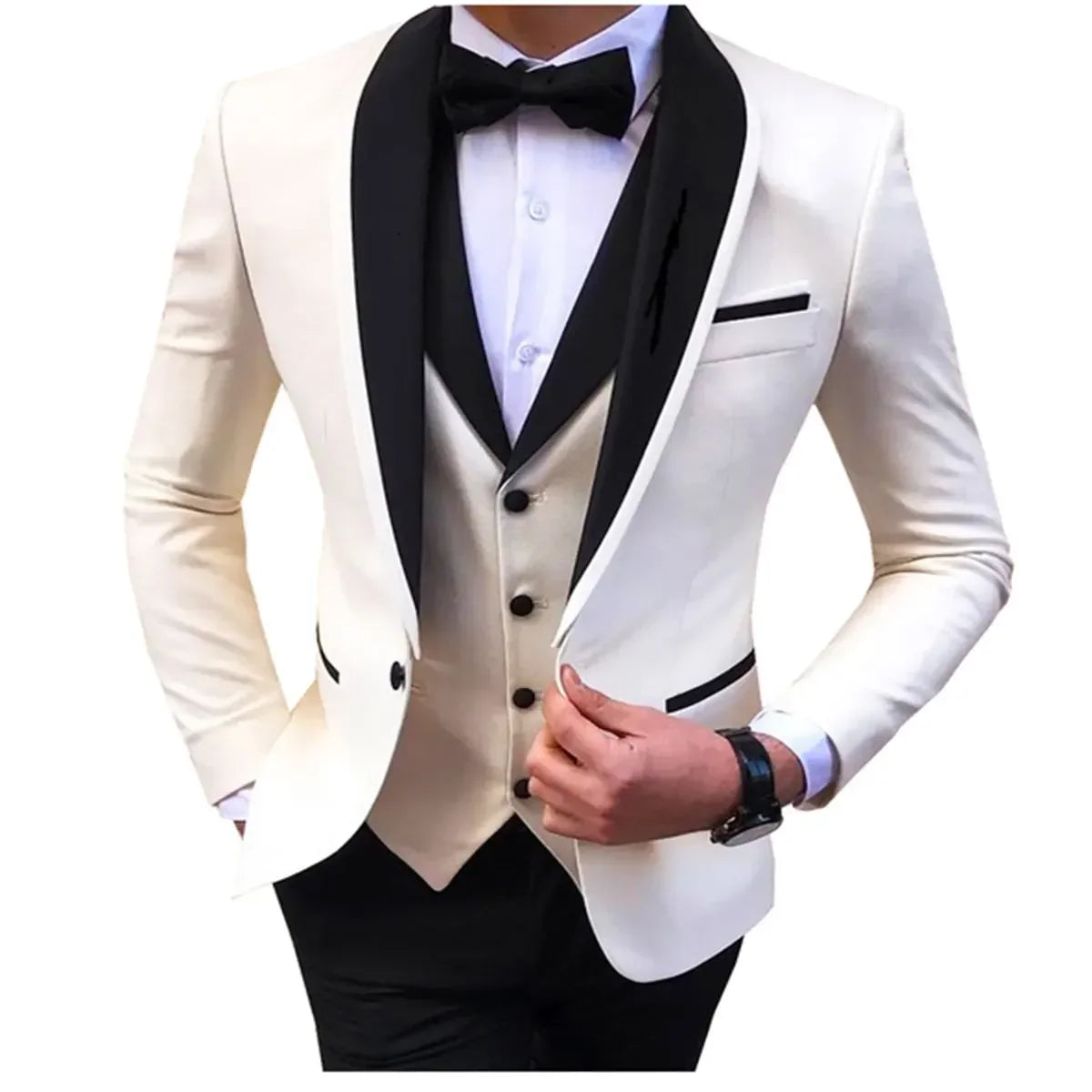 Mens Suits Men 3 Piece Tuxedos (Blazer+Vest+Pant)