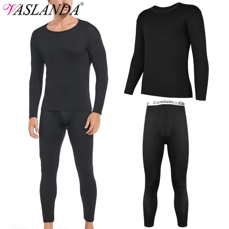 Thermal Innerwear for Men Long Johns With Fleece Lined Set Cold Weather Winter Top Bottom