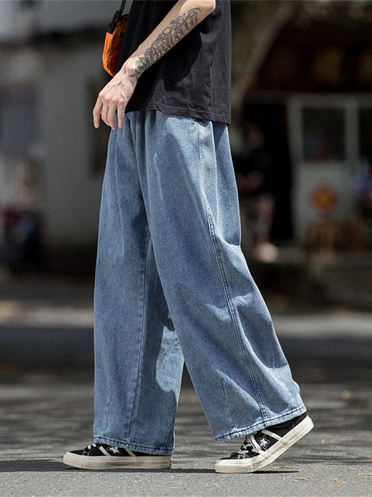 eans Wide Leg Denim Cargo jean pants Loose Straight Baggy Men's Jeans hip hop Streetwear Skateboard Neutral denim Trousers