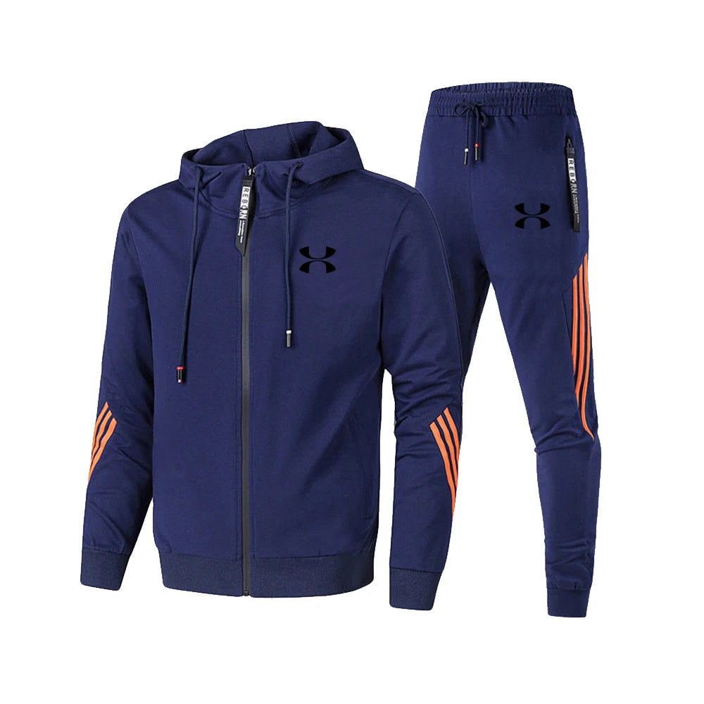 Men Tracksuits Sets Long Sleeve Hoodie+Jogging Trousers 2 Piece Fitness Running Suits Sportswear Casual Clothing