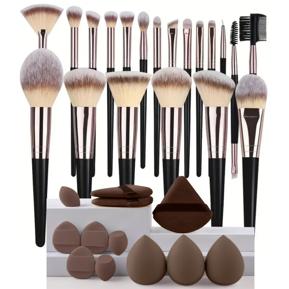 3-20PCS Makeup Brushes Set Foundation Eye Shadow Blush Highlighter Concealer Brush Female Beauty Tool Beauty Sponges Thumb Puffs