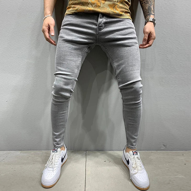 Men's Stretchy SKinny Jeans Solid Color Slim Fit Casual Pants Fashion Mens Designer Clothes Streetwear Denim Trousers