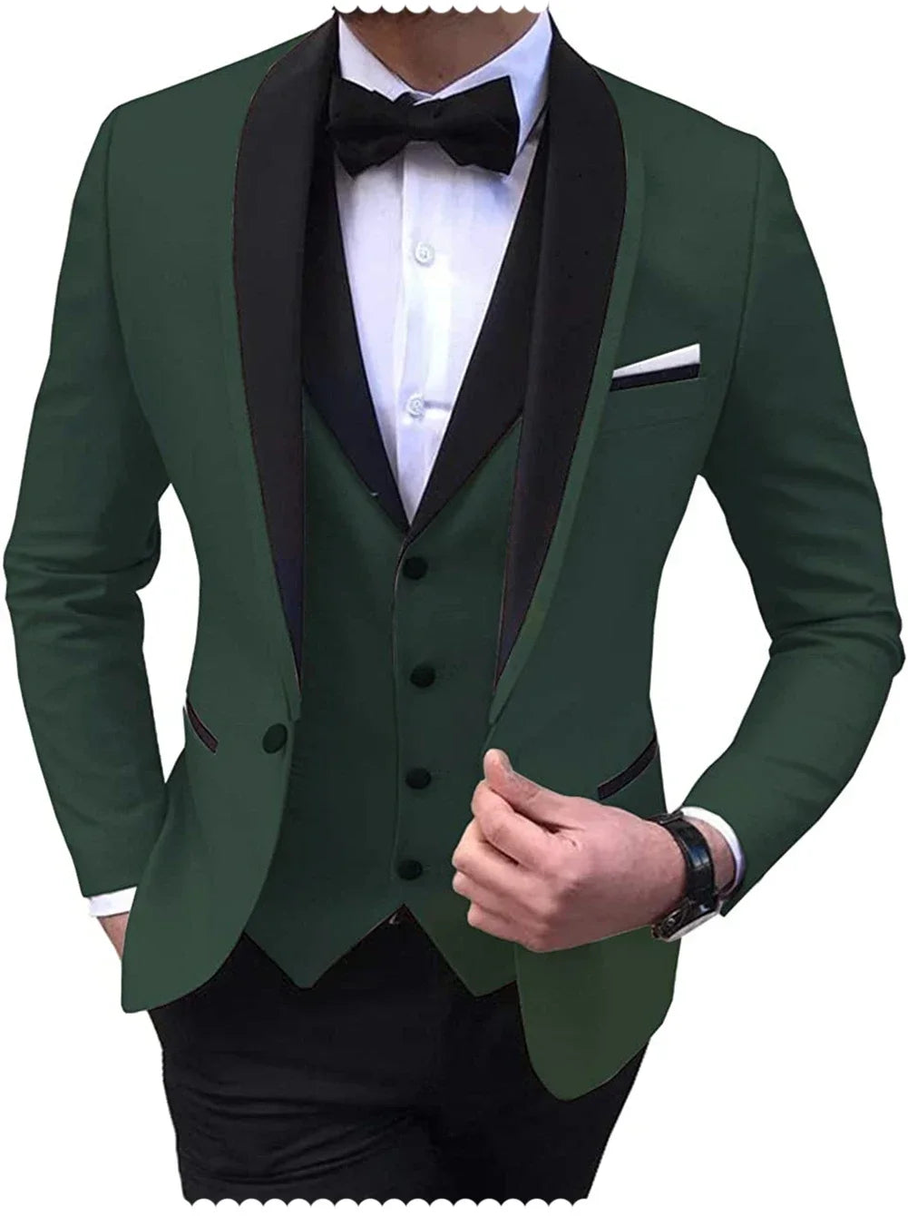 Mens Suits Men 3 Piece Tuxedos (Blazer+Vest+Pant)