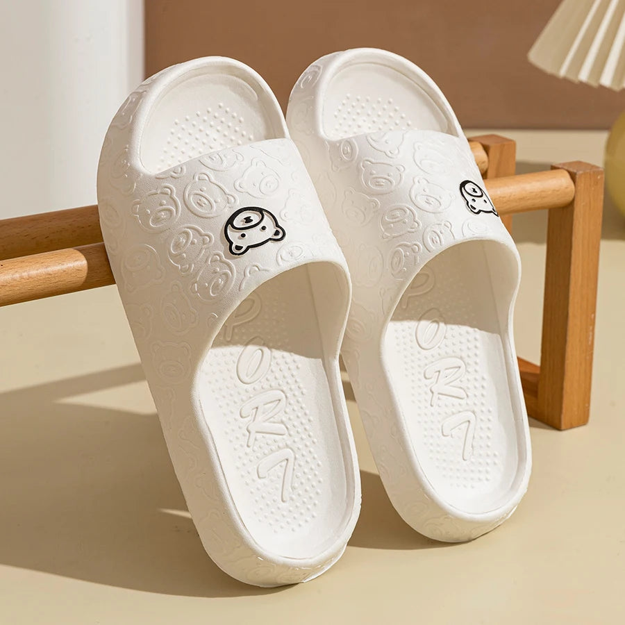 Fashion Men's Slippers Printing Little Bear Sandals Indoor Bathroom Non-slip Soft Women Dormitory Casual Shoes Couple