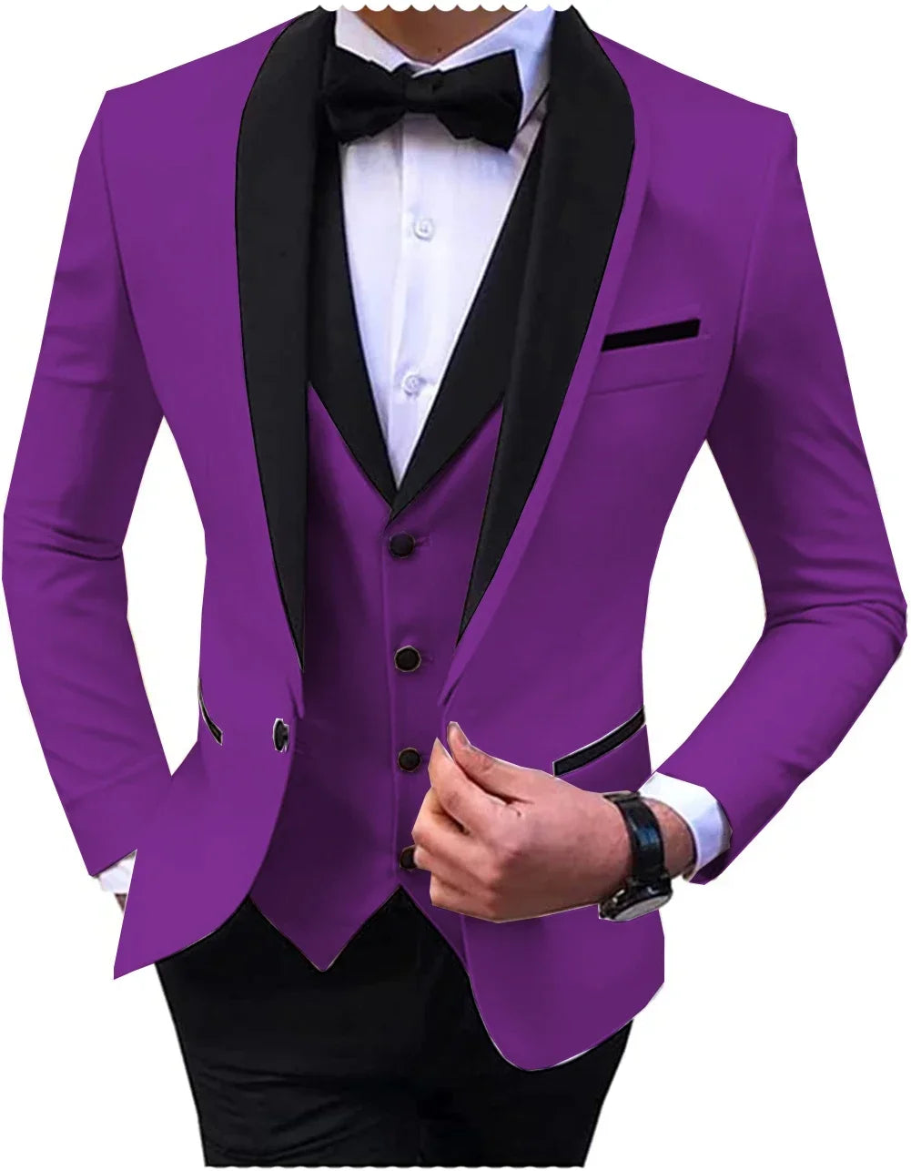 Mens Suits Men 3 Piece Tuxedos (Blazer+Vest+Pant)