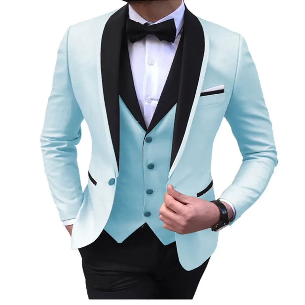 Mens Suits Men 3 Piece Tuxedos (Blazer+Vest+Pant)