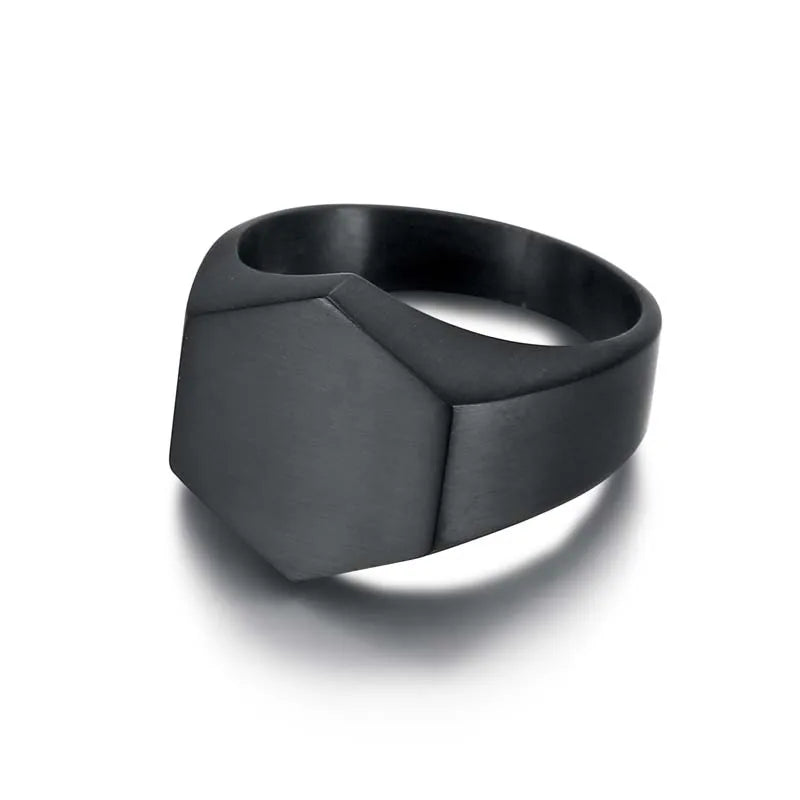 Men's Ring Punk Rock Smooth Stainless Steel Signet Ring For Men Hip Hop Party Jewellery