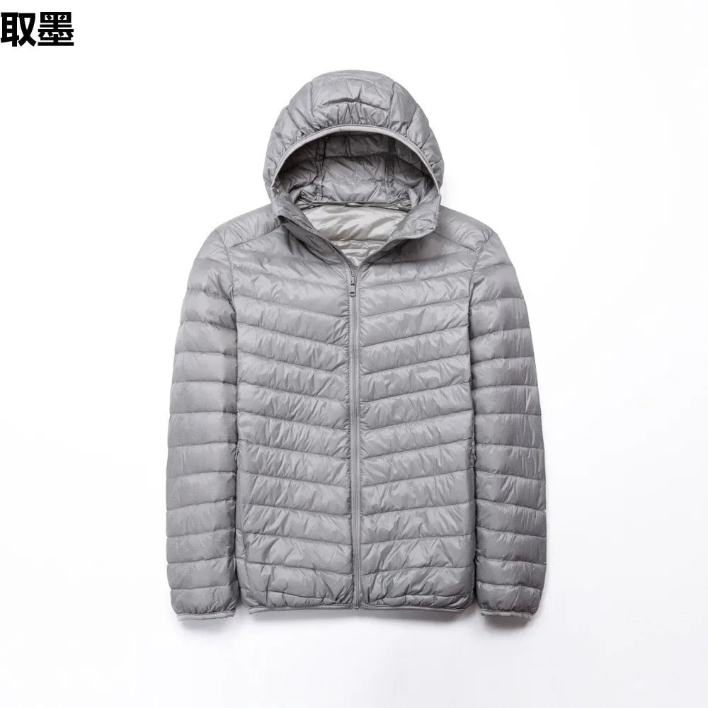 New Men's Lightweight Hooded Cotton-Padded Coat Warm Fashionable Cropped Casual Portable Stand Collar Cotton Jackect