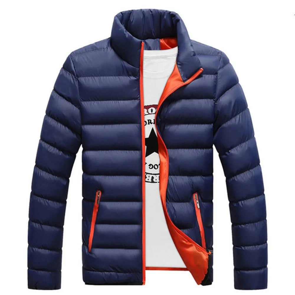 New Winter jacket Long sleeve cotton-padded zipper men's stand-up collar