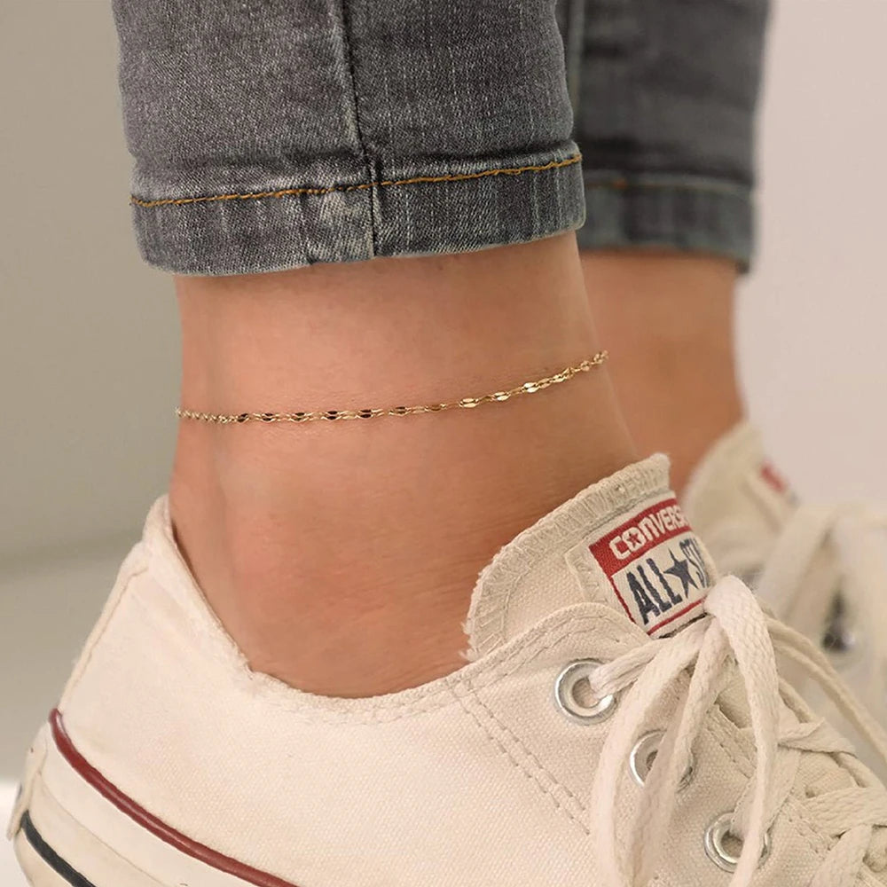 Stainless Steel Fish Lips Chain Anklet For Women Summer Beach Foot Jewelry On The Leg Minimalist Anklets Female