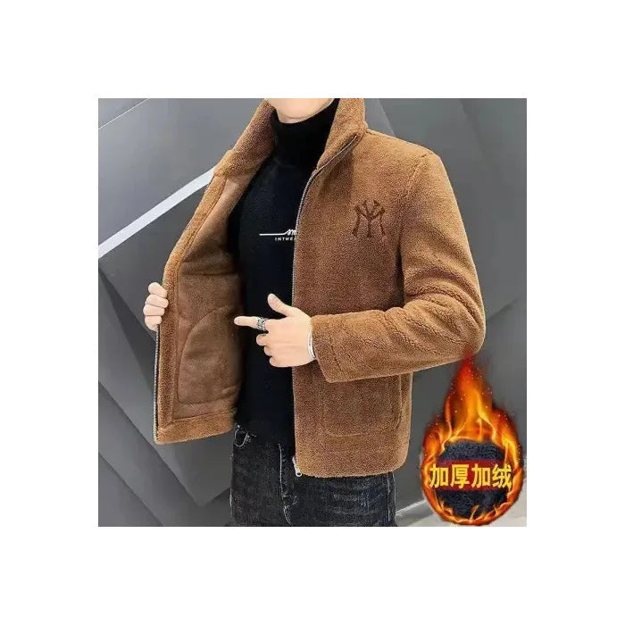 Men's Autumn And Winter Imitation Lamb Wool Jacket Men's Lapel Jacket With Thick Fleece Men's Winter Jacket