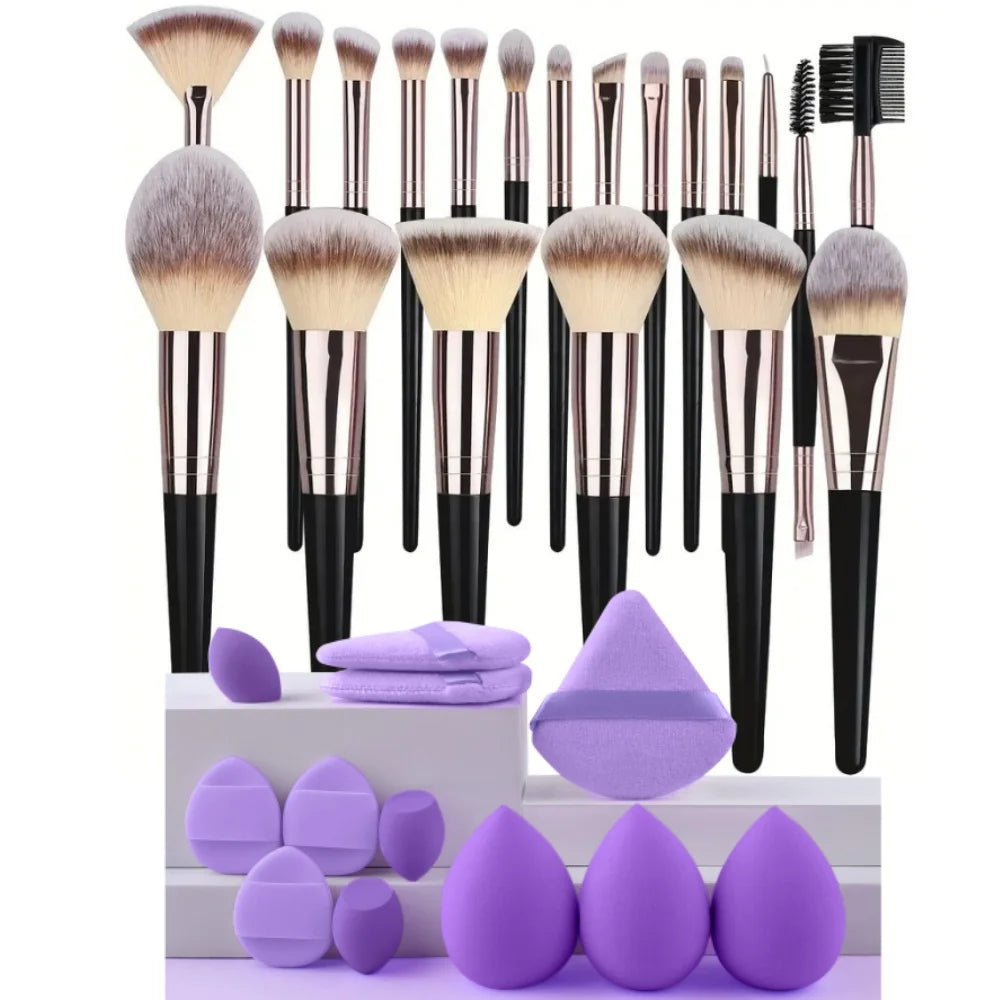 3-20PCS Makeup Brushes Set Foundation Eye Shadow Blush Highlighter Concealer Brush Female Beauty Tool Beauty Sponges Thumb Puffs