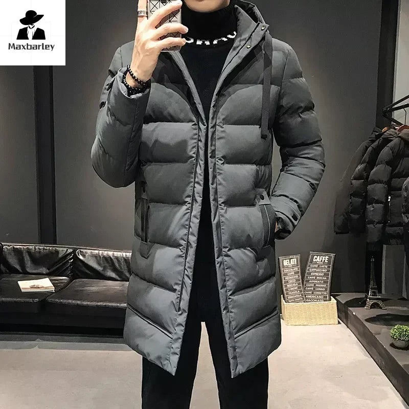 Men Long Down Jackets Winter Coats Chaquetas Hooded Casual Winter Parkas High Quality Male Green Warm Parkas Coats