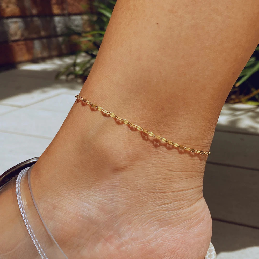 Stainless Steel Fish Lips Chain Anklet For Women Summer Beach Foot Jewelry On The Leg Minimalist Anklets Female