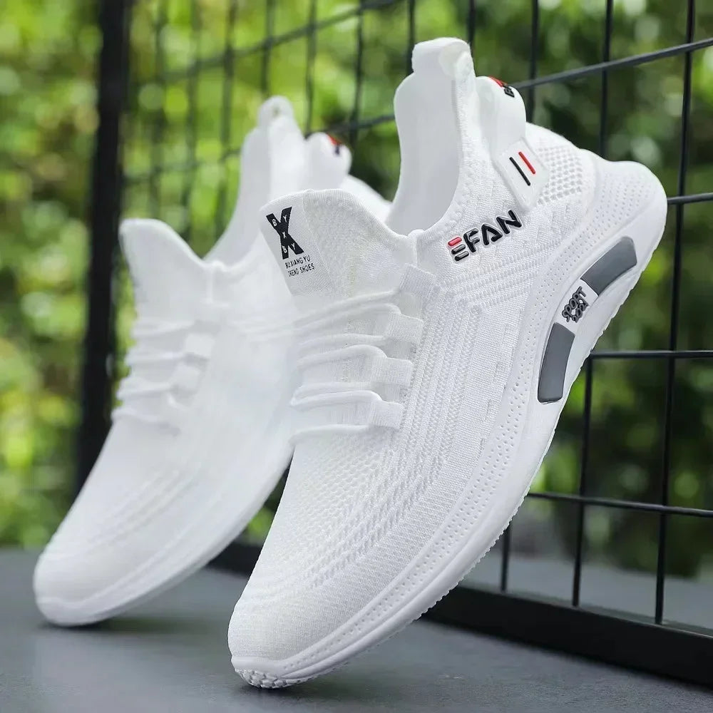 Spring White Casual Shoes Breathable Non-slip Walking Sneakers Men Shoes Outdoor Comfortable Fashion Lace Up Running Shoes