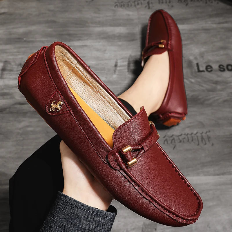 Classic Loafers Men‘s 2024 New Handmade Flats Casual Leather Shoes High-Quality Luxury Comfy Mens Anti-slip Loafers Shoes