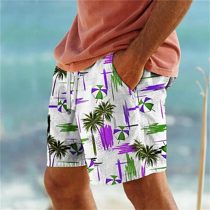 New Fashion Men Women Short Pants Palm Tree 3d Print Summer Hawaiian Beach Shorts Swimwear Oversized Casual Ice Male