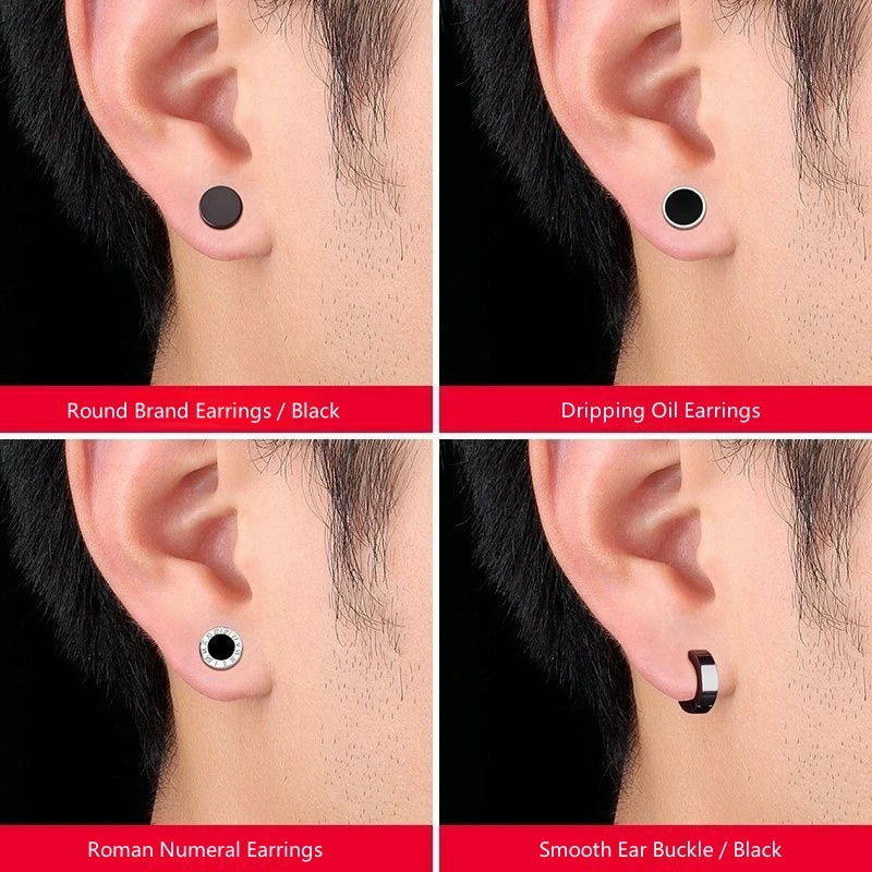 Classic Men's Stainless Steel Earrings Men's and Boys' Earrings Punk Gothic Earrings