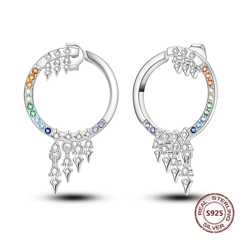 Purple Zircon Hoop Earrings 925 Sterling Silver Original U-shaped Liquid Metal Love Heart Fashion Earrings For Women Jewellery