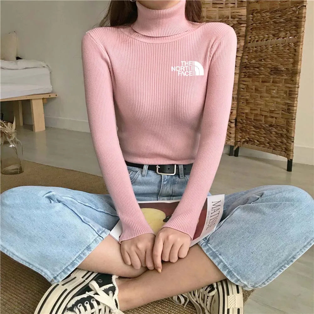 Warm Thick Autumn Winter Women Sweater Pullover Basic Ribbed Sweaters Cotton Tops Knitted Solid Turtleneck