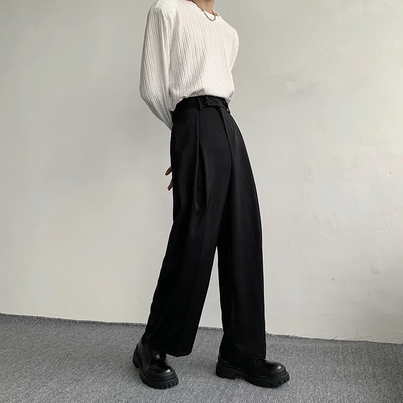 Black Suit Pants Men Fashion Social Mens Dress Pants Korean Loose Oversized Wide Leg Pants Mens Formal Trousers