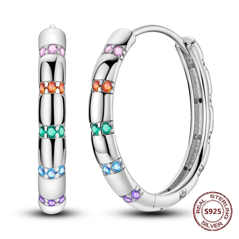 Purple Zircon Hoop Earrings 925 Sterling Silver Original U-shaped Liquid Metal Love Heart Fashion Earrings For Women Jewellery