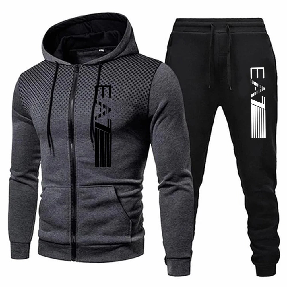 Men's Suit Two-Piece Tracksuit Casual Sports Jacket+Trousers Harajuku Sports Suit Autumn Winter Hoodie Sportswear