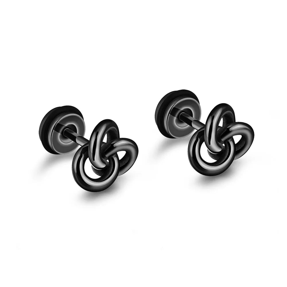 Small Black Punk Stud Earrings For Women Men Boy New Fashion Zircon Geometry Stainless Steel Jewellery Accessories Earrings