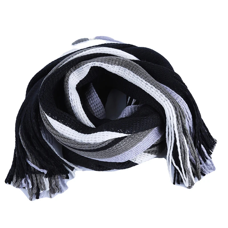 Fashion Ski Climbing Cycling Men's Scarf Winter Classic Cashmere Warm Soft Fringe Striped Scarf Tassel Shawl Wrap Neckwarmer