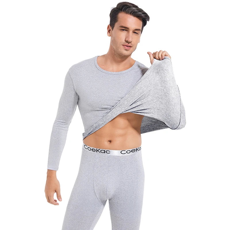 Thermal Innerwear for Men Long Johns With Fleece Lined Set Cold Weather Winter Top Bottom