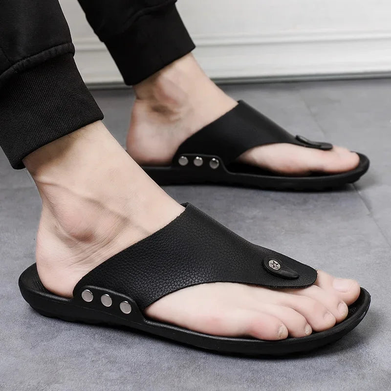 Slippers Men Flip-Flops for Men Beach Slippers Brown Sandals Comfortable Shoes Non-Slip Bathroom Shoes Men Shoes