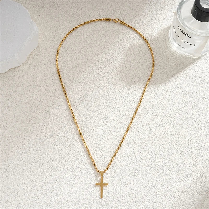 New Cross Pendant Necklace Unisex Minimalist Color Jewellery Male Necklaces Chokers Gifts (unisex)