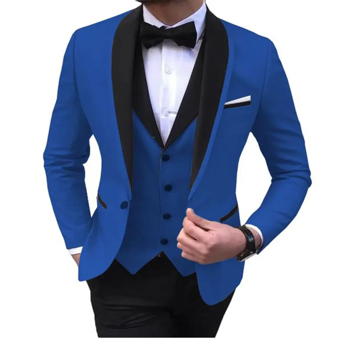 Mens Suits Men 3 Piece Tuxedos (Blazer+Vest+Pant)